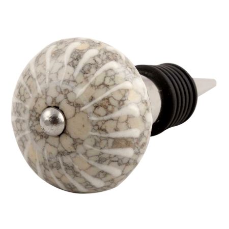White Wheel Crackle Ceramic Wine Stopper